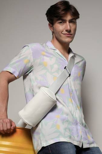 Men's multicolour pastel flora shirt