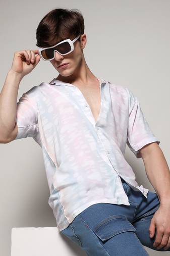 Men's baby pink & powder blue pastel vertical ombre shirt