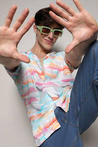Men's multicolour water strokes shirt