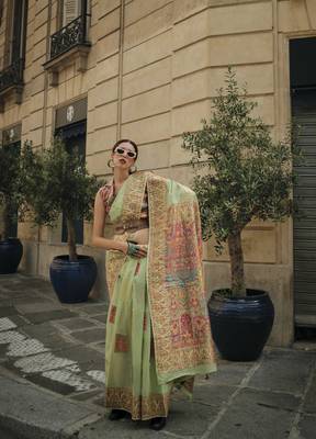 Sea Green Soft Silk Beautiful Weaving Border And Rich Pallu Saree With Blouse For Women 1