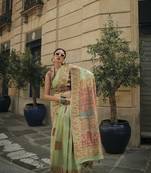 Sea Green Soft Silk Beautiful Weaving Border And Rich Pallu Saree With Blouse For Women