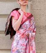 Light Pink Banarasi Silk Zari Weaving Border And Pallu Saree With Blouse For Women