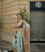 Sky Blue Soft Silk Beautiful Weaving Border And Rich Pallu Saree With Blouse For Women