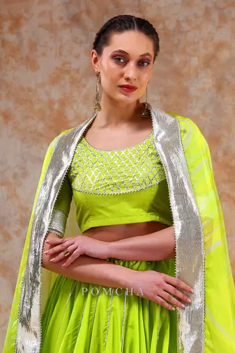 Dil Kash Bright Green Lehenga Set