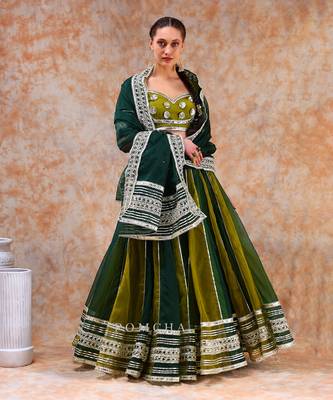 Dil Kash Green Double Shade Lehenga Set 1