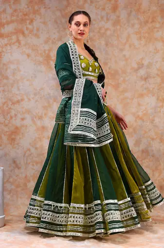 Dil Kash Green Double Shade Lehenga Set