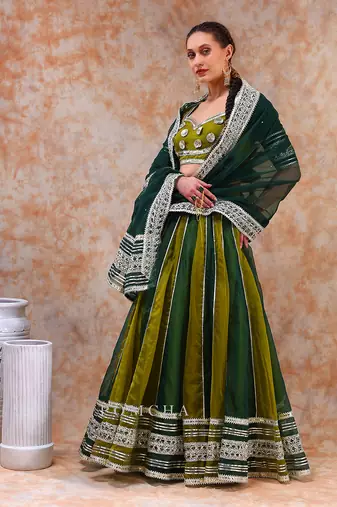 Dil Kash Green Double Shade Lehenga Set