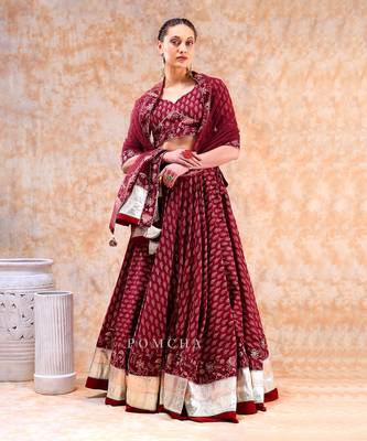 Dil Kash Maroon Lehenga Set 1