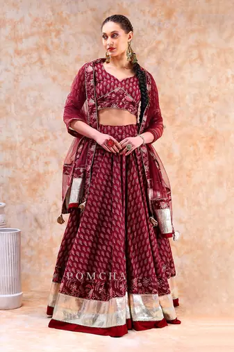 Dil Kash Maroon Lehenga Set
