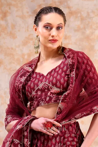 Dil Kash Maroon Lehenga Set