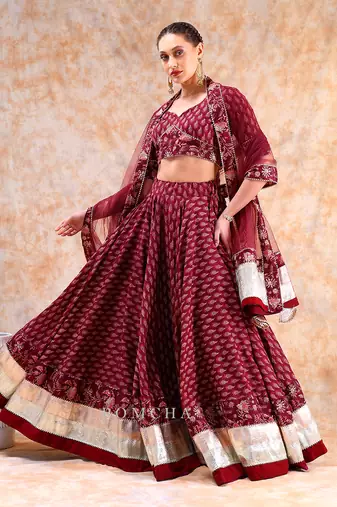 Dil Kash Maroon Lehenga Set