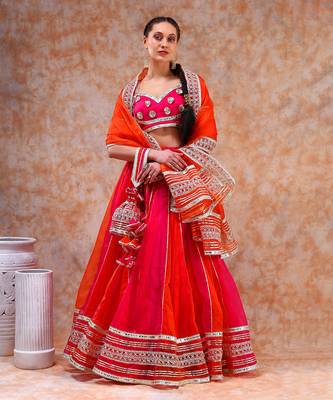 Dil Kash Orange Pink Double Shade Lehenga 1