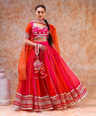 Dil Kash Orange Pink Double Shade Lehenga 2
