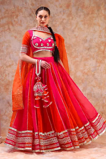Dil Kash Orange Pink Double Shade Lehenga