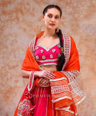 Dil Kash Orange Pink Double Shade Lehenga 3