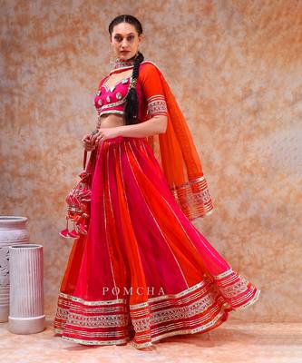 Dil Kash Orange Pink Double Shade Lehenga 4