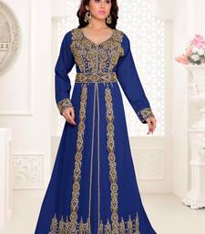 Navy Blue color Full Sleeves Handmade Moroccan Kaftan