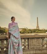 Pink Banarasi Silk Zari Weaving Borde And Rich Pallu Saree With Blouse For Women