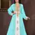 Cyan & White color Full Sleeves Handmade Moroccan Kaftan 
