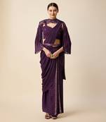 Wine Silk Embridered Saree