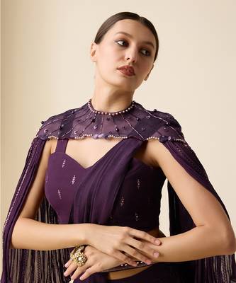 Wine Silk Embridered Saree 4