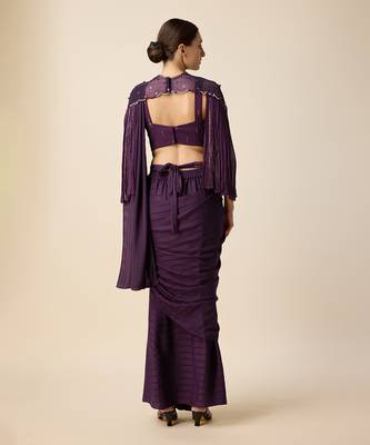 Wine Silk Embridered Saree 5