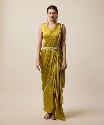 Mustard Georgette Embridered Saree 2