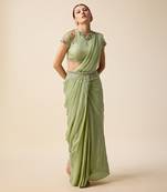 Pista Green Georgette Embridered Saree