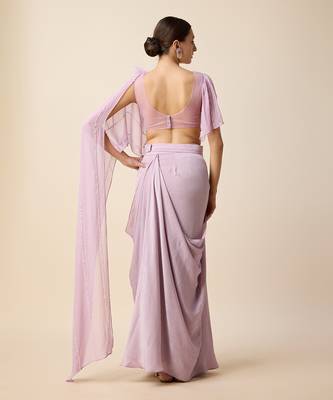 Lavender Georgette Embridered Saree 4