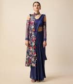 Navy Silk Embridered Saree
