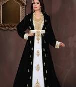 Black & White color luxurious Full Sleeves Handmade Moroccan Kaftan .
