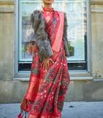 Red Organza Zari Weaving Border And Pallu Saree With Blouse For Women