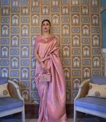 Light Purple kanjivaram silk blendGold Zari Weaving Border And Rich Saree With Blouse For Women