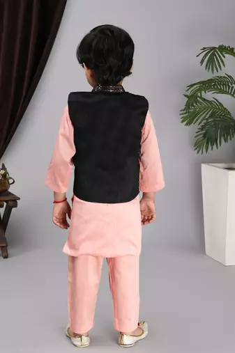 Black nehru jacket pitch kurta and pant