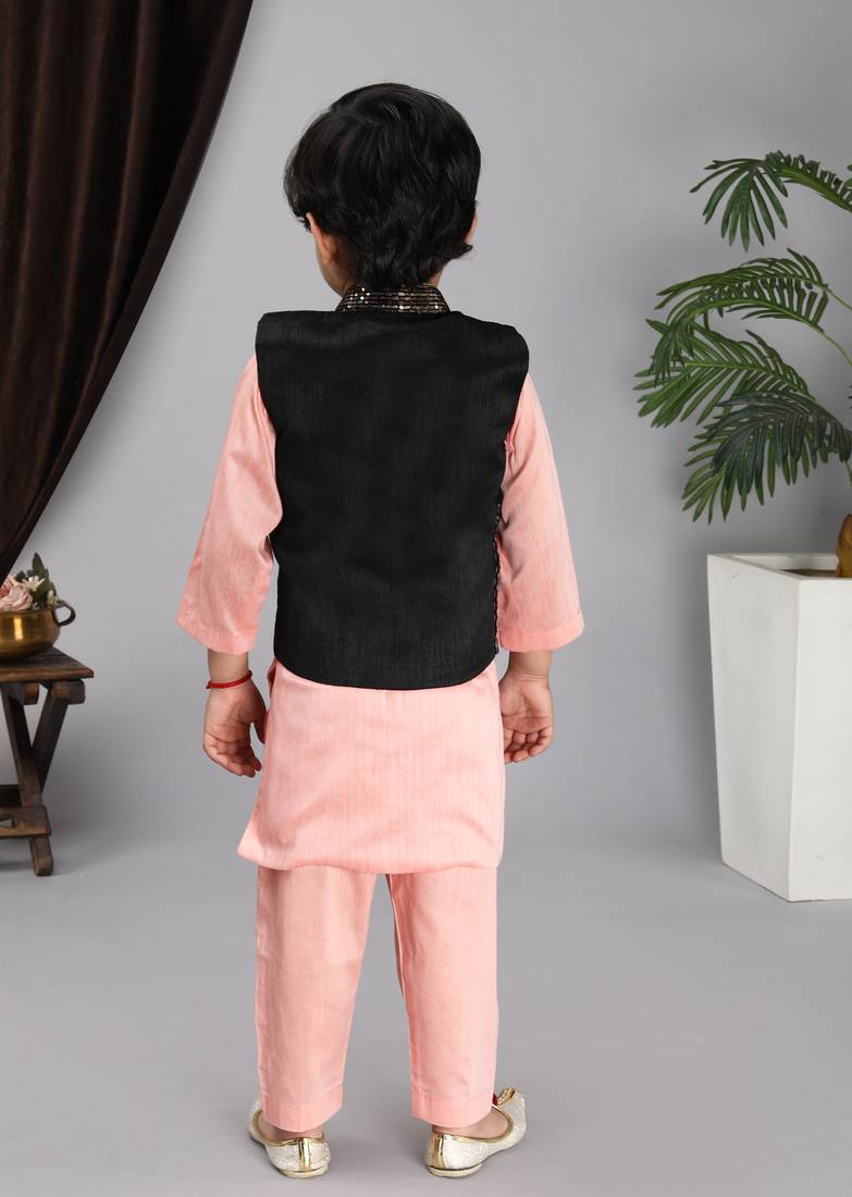 Black nehru jacket pitch kurta and pant