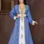 Navy Blue & White color Full Sleeves Handmade Moroccan Kaftan 