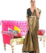 Black Faux Kanjivaram Silk Zari Weaving Border And Rich Pallu Saree With Blouse For Women