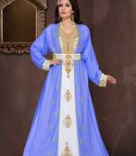 Royal -Blue & White color luxurious Full Sleeves Handmade Moroccan Kaftan .