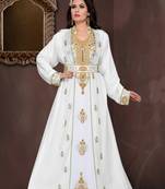 Off-White  & White color luxurious Full Sleeves Handmade Moroccan Kaftan .