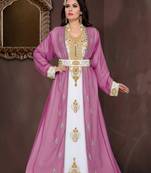 Wine & White color luxurious Full Sleeves Handmade Moroccan Kaftan .