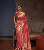 Red Faux Kanjivaram Silk Zari Weaving Border And Rich Pallu Saree With Blouse For Women