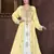 Yellow & White color Full Sleeves Handmade Moroccan Kaftan 