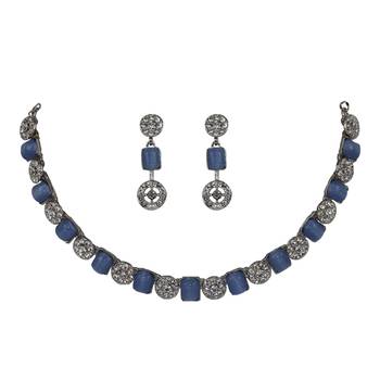 Light blue stone necklace set 1