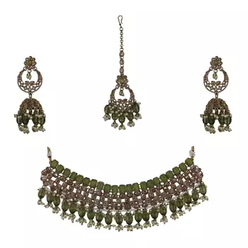 Elegant golden choker necklace set 1