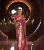Rani Pink Faux Kanjivaram Silk Zari Weaving Border And Rich Pallu Saree With Blouse For Women