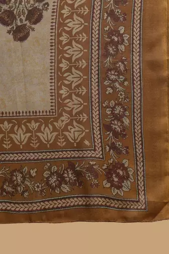 women brown rayon blend ethnic motifs printed straight kurta trouser with dupatta