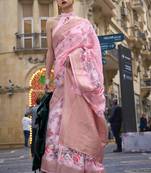 Pink Banarasi Silk Zari Weaving Border And Rich Pallu Saree With Blouse For Women