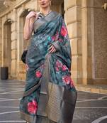 Dark Sea Green Banarasi Silk Zari Weaving Border And Rich Pallu Saree With Blouse For Women