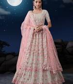 Fusionic off-white embroidered net lehenga-choli with blouse