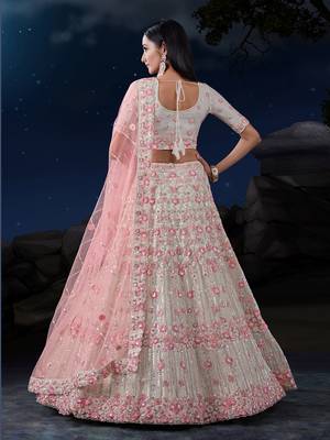 Fusionic off-white embroidered net lehenga-choli with blouse 2